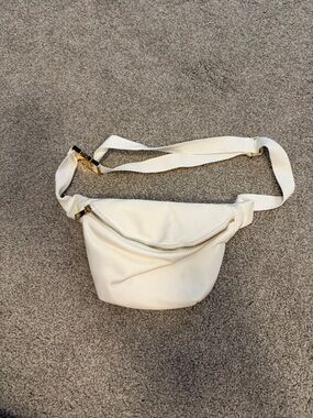 Pink Lily Cream Crossbody Belt Bag with Gold Hardware